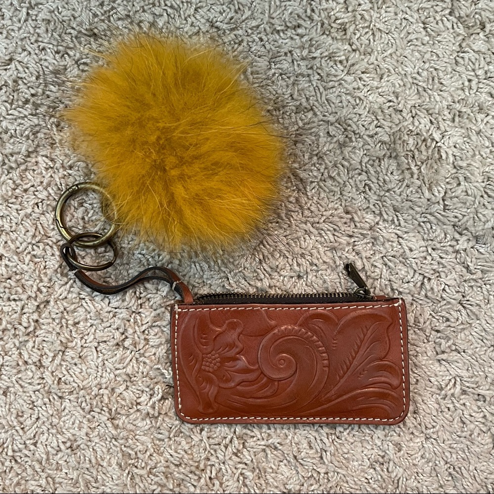 Patricia Nash Fur Keychain & Leather Card Holder